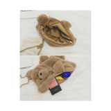 Plush Bear Shoulder Bag Small Clutch Casual Messenger Bag