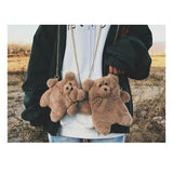 Plush Bear Shoulder Bag Small Clutch Casual Messenger Bag