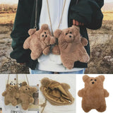 Plush Bear Shoulder Bag Small Clutch Casual Messenger Bag