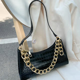 Leather Shoulder Bag Crocodile Pattern Tote Underarm Bag
