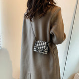 Houndstooth Pattern Woolen Cloth Shoulder Bag for Women