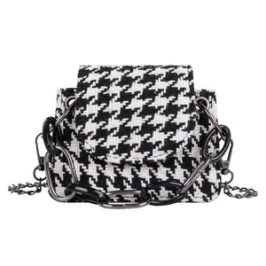 Houndstooth Pattern Woolen Cloth Shoulder Bag for Women