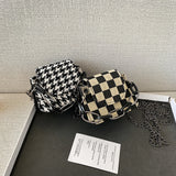 Houndstooth Pattern Woolen Cloth Shoulder Bag for Women