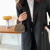 Houndstooth Pattern Woolen Cloth Shoulder Bag for Women