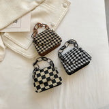 Houndstooth Pattern Woolen Cloth Shoulder Bag for Women