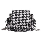Houndstooth Pattern Woolen Cloth Shoulder Bag for Women
