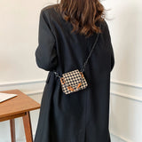 Houndstooth Pattern Woolen Cloth Shoulder Bag for Women