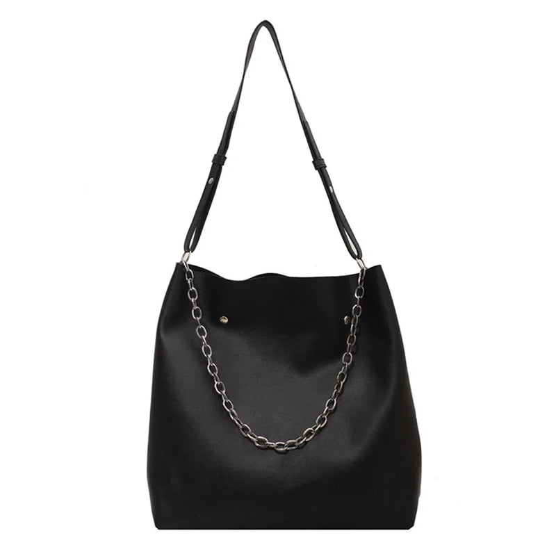 Women Shoulder Bags Solid Casual Chain Decor Underarm Bag Purse Handbags