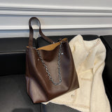 Women Shoulder Bags Solid Casual Chain Decor Underarm Bag Purse Handbags