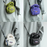 Women Shoulder Crossbody Bag Woolen Splicing Vintage PU Leather