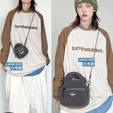 Women Shoulder Crossbody Bag Woolen Splicing Vintage PU Leather