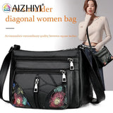 Vintage Flower Print Crossbody Bag Sheepskin Purse