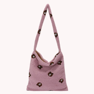 Animal Pattern Plush Hobos Shoulder Bags for Women