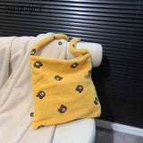 Animal Pattern Plush Shoulder Handbag for Women