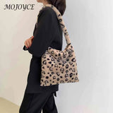 Animal Pattern Plush Shoulder Handbag for Women
