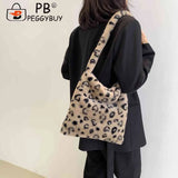 Animal Pattern Plush Shoulder Handbag