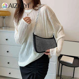 Women Shoulder Handbags Diamond Armpit Bag Irregular Chain Underarm Tote Bright