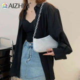 Women Shoulder Handbags Diamond Armpit Bag Irregular Chain Underarm Tote Bright