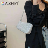 Women Shoulder Handbags Diamond Armpit Bag Irregular Chain Underarm Tote Bright