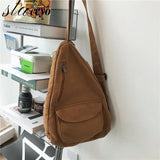 Canvas Crossbody Shoulder Bag Solid High Ladies Chest Bag