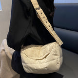 Quilted Shoulder Handbag Solid Rhombus Pattern Flap Pocket for Travel