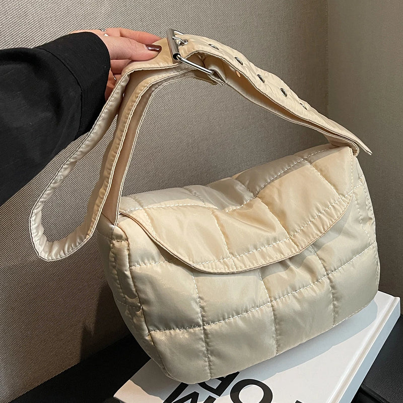 Quilted Sling Hand Bag Rhombus Pattern Flap Lightweight
