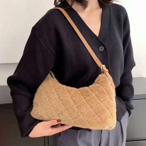 Soft Fluffy Shoulder Tote Bag for Travel Shopping