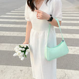 Nylon Women Shoulder Bag Solid Top-Handle Clutch Small Purse Handbag