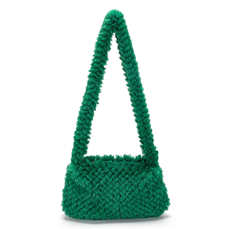 Solid Heart Plush Underarm Totes for Ladies