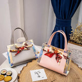 Women Silk Scarf Shoulder Bag Chain Strap Messenger Handbag Tote