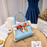 Women Silk Scarf Shoulder Bag Chain Strap Messenger Handbag Tote