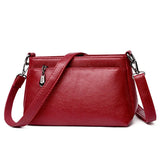 Red Leather Crossbody Bag Vintage Shoulder Handbag