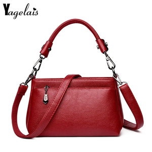 Red Leather Crossbody Bag Vintage Shoulder Handbag