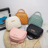 Women Small Messenger Bag Lingge Embroidery Shoulder Chain Phone Purse
