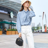 Women Small Messenger Bag Lingge Embroidery Shoulder Chain Phone Purse