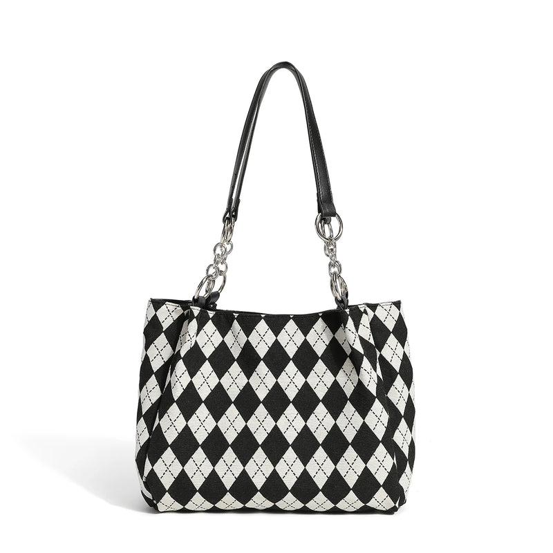 Women Small Shoulder Underarm Bag PU Leather Handbag Diamond Checked
