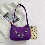 Women Small Shoulder Underarm Bag PU Leather & Nylon Vintage Butterfly Ch