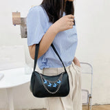 Women Small Shoulder Bag Vintage Butterfly Chain Zip