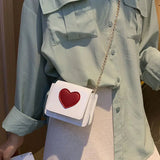 Women Small Square Shoulder Bag PU Leather Ladies Love Mini Messenger Bags