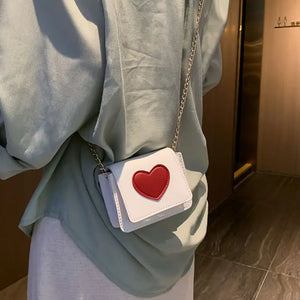 Women Small Square Shoulder Bag PU Leather Ladies Love Mini Messenger Bags