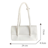 Retro Ladies Small Tote Shoulder Bag Solid PU Leather Female Underarm Bags