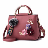 Women PU Leather Handbags Flower Crossbody Shoulder Bags Totes