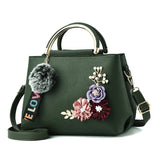 Women PU Leather Handbags Flower Crossbody Shoulder Bags Totes