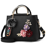 Women PU Leather Handbags Flower Crossbody Shoulder Bags Totes