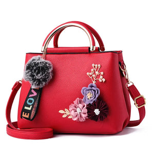 Women PU Leather Handbags Flower Crossbody Shoulder Bags Totes