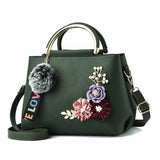 Women PU Leather Handbags Flower Crossbody Shoulder Bags Totes