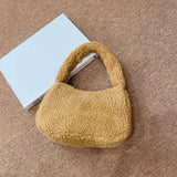 Soft Plush Hand Bag Casual Shopper Bags Small Travel Bag Warm Fluffy Tote Bags