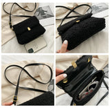 Soft Plush Handbags Faux Lamb Wool Square Shoulder Bags Retro Solid Female Purse