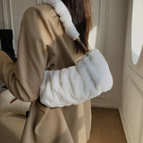 Women Soft Plush Hobos Underarm Bags Winter Autumn Fluffy Shoulder Handbags