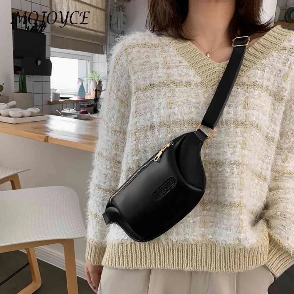 Women Solid Crossbody Bag Casual Ladies PU Leather Fanny Packs Small Purse